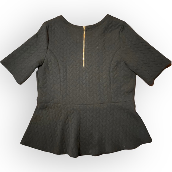 2 for $35 Kensie Black Quilted Peplum T-shirt w Gold Zipper Size Large - Picture 5 of 7